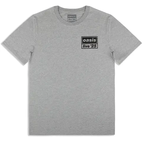 Unisex T-Shirt: Live 25 Distressed Lockup Pocket (Grey) (Ex-Tour)