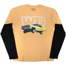 Unisex 2 In 1 Layered Long Sleeve T-Shirt: Car (Sand & Black) (Back Print) thumbnail