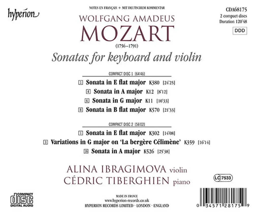 Alina Ibragimova – MOZART: VIOLIN SONATAS NOS. 19, 28, 35 (K. 302, 38 (CD)