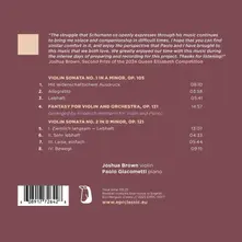 ROBERT SCHUMANN: VIOLIN SONATAS NO. 1 & 2; FANTASY, OP. 131 thumbnail