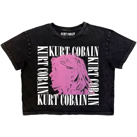 Ladies Stone Wash Crop Top: Head Shot Frame (Charcoal Grey)