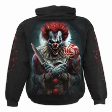 Unisex Pullover Hoodie: Trick Or Treat (Black) (Back & Sleeve Print) thumbnail