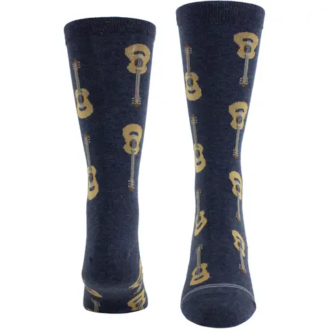 Unisex Crew Socks: Acoustic Guitars (Blue) (UK Size 6.5 - 11)