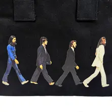 Cotton Tote Bag: Abbey Road & Drop T Logo (Black) (Back Print) thumbnail
