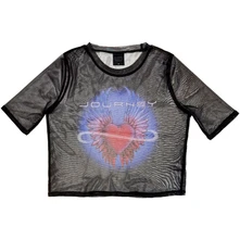 Croptop Ladies Mesh Crop Top: Heart (Black)