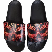 Spiral Stairs, Topánky Unisex Slides: Skull Blast (Black), Unisex, Čierna