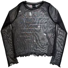 Ladies Long Sleeve Mesh Crop Top: HMHAS Tracklist (Black) (Back Print) thumbnail