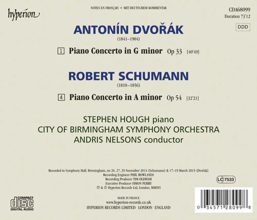 DVORAK & SCHUMANN: PIANO CONCERTOS