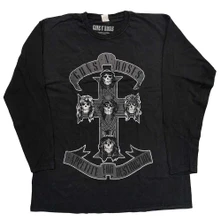 Guns N’ Roses, Tričko s dlhým rukávom Monochrome Cross, Unisex, Čierna