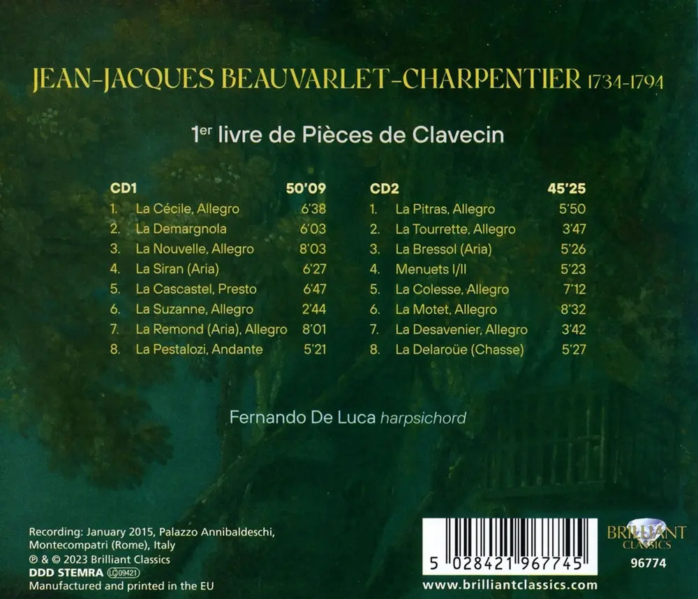 JEAN-JACQUES BEAUVARLET-CHARPENTIER: 1ER LIVRE DE PIECES DE CLAVECIN