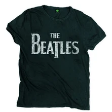 The Beatles, Tričko Drop T Logo Vintage, Unisex, Čierna