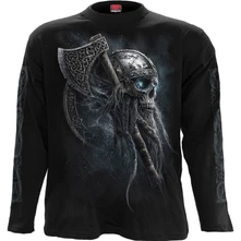Unisex Long Sleeve T-Shirt: Viking Rampage (Black) (Back & Sleeve Print) thumbnail