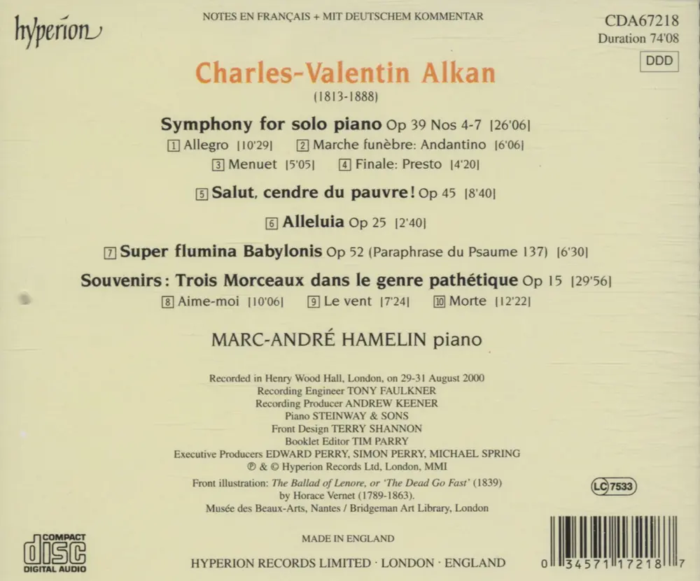 ALKAN: SYMPHONY FOR SOLO PIANO