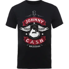 Johnny Cash, Tričko Winged Guitar, Unisex, Čierna