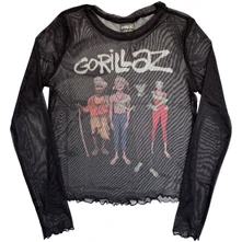 Croptop Ladies Long Sleeve Mesh Crop Top: The Mountain Group (Black)