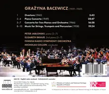 Peter Jablonski – GRAZYNA BACEWICZ: PIANO CONCERTO - CONCERTO FOR TWO PIANOS AND ORCHESTRA - OVERTURE (CD)