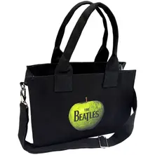 Cotton Tote Bag: White Album Faces & Apple (Black) (Back Print) thumbnail