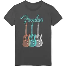 Fender, Tričko Triple Guitar, Unisex, Šedá