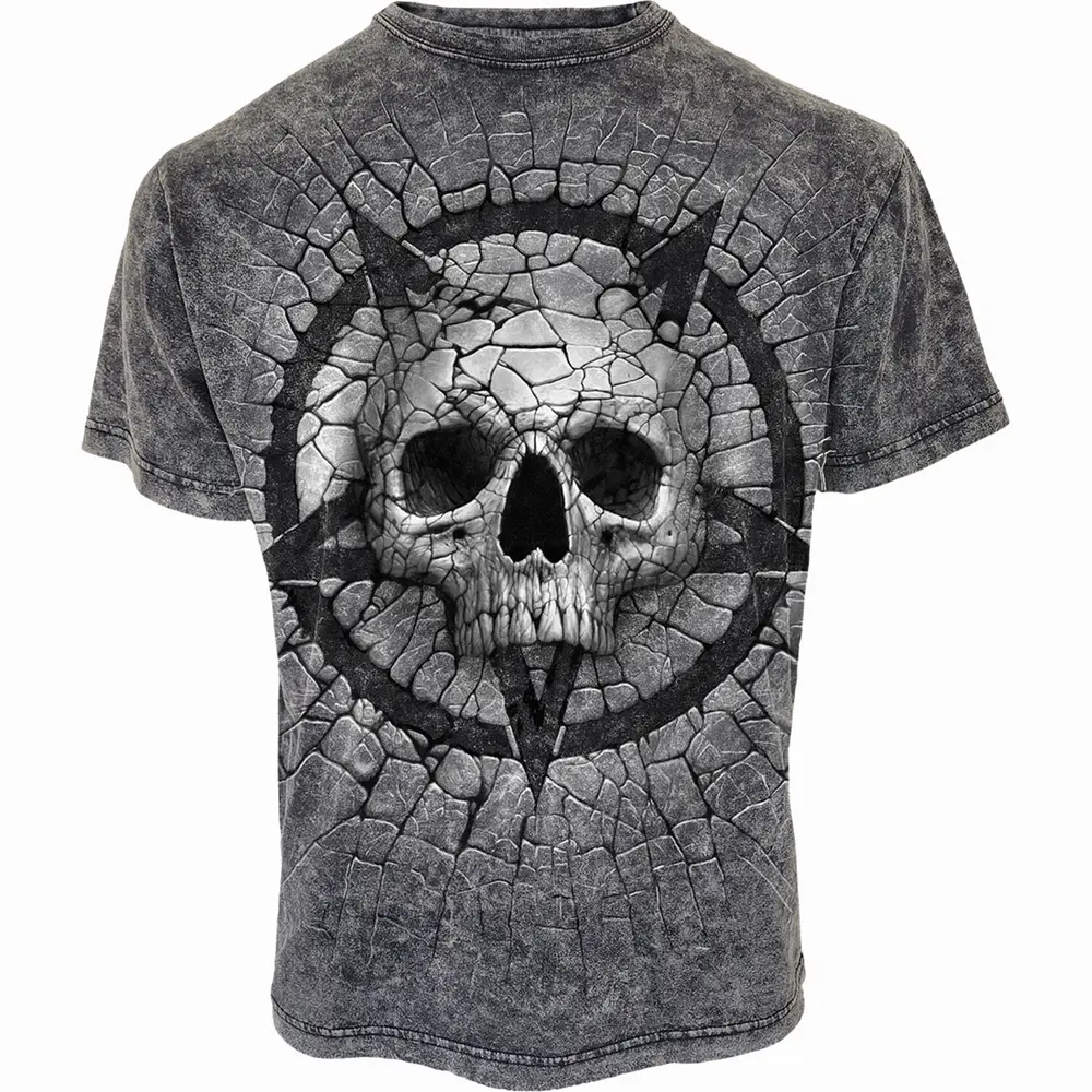 Unisex Acid Wash T-Shirt: Cracking Up (Black & Grey)