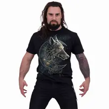 Unisex T-Shirt: Celtic Wolf (Black) (Back Print) thumbnail