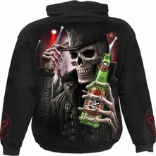 Unisex Pullover Hoodie: Triple 6 (Black) (Back & Sleeve Print) thumbnail