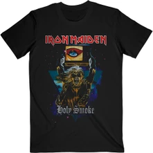 Iron Maiden, Tričko Holy Smoke Space Triangle, Unisex, Čierna