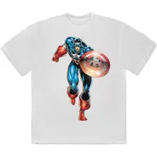 Captain America Running (Alb) (Tricou)