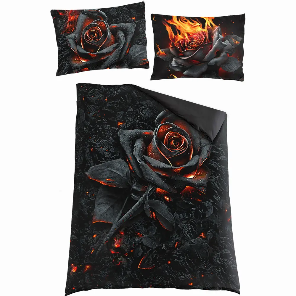 Duvet Set: Burnt Rose (Black) (Single)