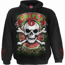 Unisex Pullover Hoodie: Triple 6 (Black) (Back & Sleeve Print) thumbnail