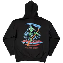 Unisex Pullover Hoodie: Alien Reaper (Black) (Back Print) thumbnail