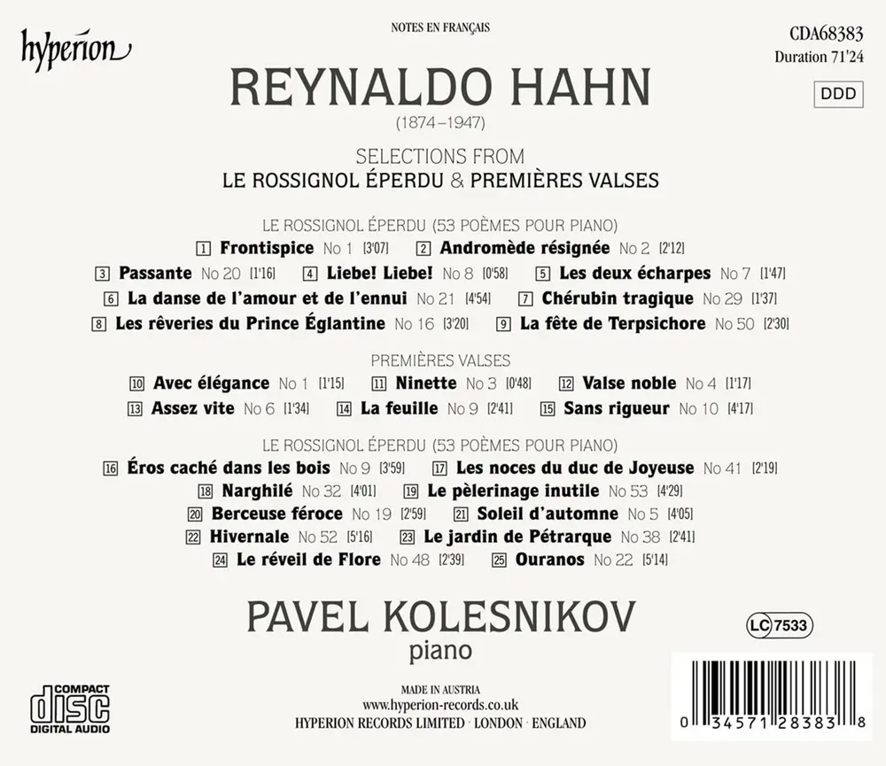 Pavel Kolesnikov – REYNALDO HAHN: POEMES & VALSES (CD)