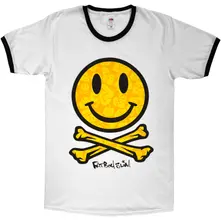 Tričko Unisex Ringer T-Shirt: Hawaiian Happy Face (White) (Back Print)