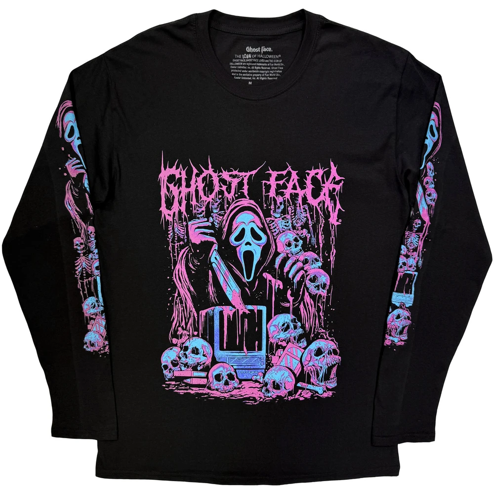 Ghostface Unisex Long Sleeve T-Shirt: Metal (Black)
