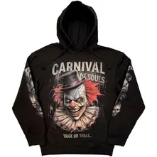 Unisex Pullover Hoodie: Carnival of Souls (Black) (Back & Sleeve Print) thumbnail