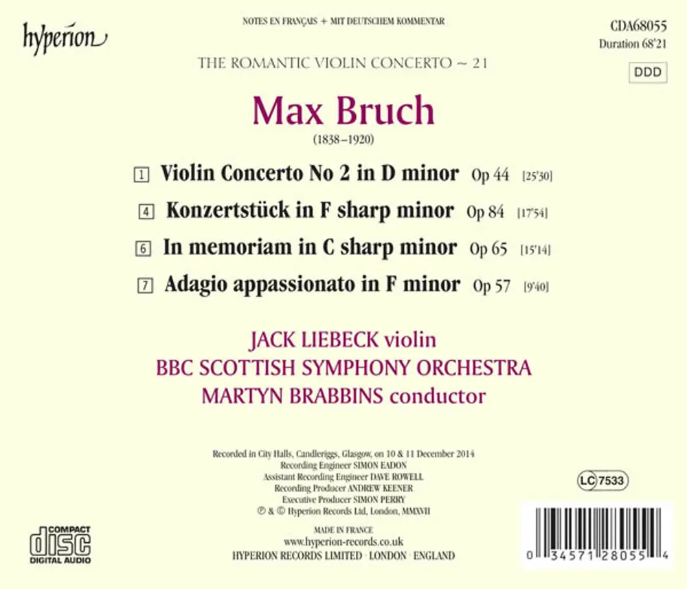 BRUCH: VIOLIN CONCERTO NO. 2 & OTHER WORKS (HYPERI