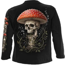 Unisex Long Sleeve T-Shirt: Shrooms (Black) (Back & Sleeve Print) thumbnail