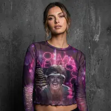 Ladies Long Sleeve Mesh Crop Top: Physical (Purple) thumbnail