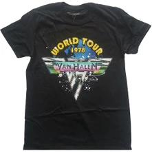Van Halen, Tričko World Tour '78 Full Colour, Unisex, Čierna