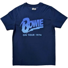 David Bowie, Tričko On Tour 1974, Unisex, Modrá