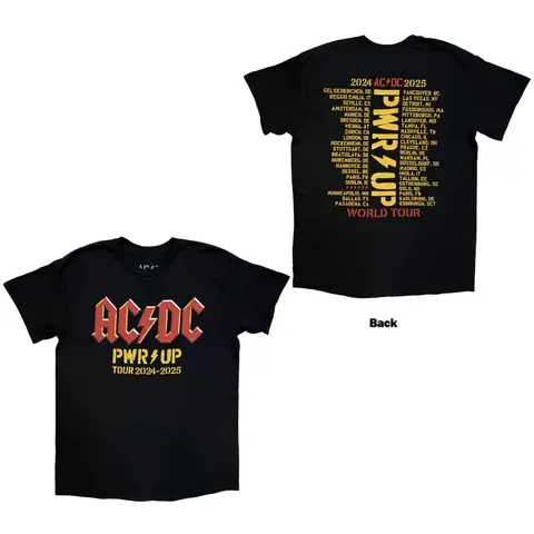 Unisex T-Shirt: PWR-UP Logo World Tour '24-'25 (Black) (Back Print & Ex-Tour)