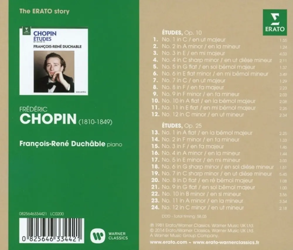 François-René Duchâble – RENE - THE ERATO STORY. CHOPIN: ETUDES (CD)