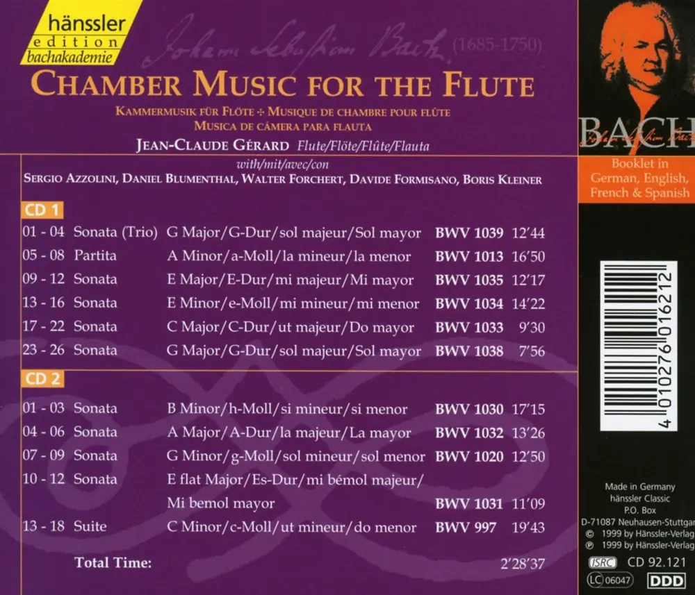 Bach, Johann Sebastian - Chamber Music For the Flu
