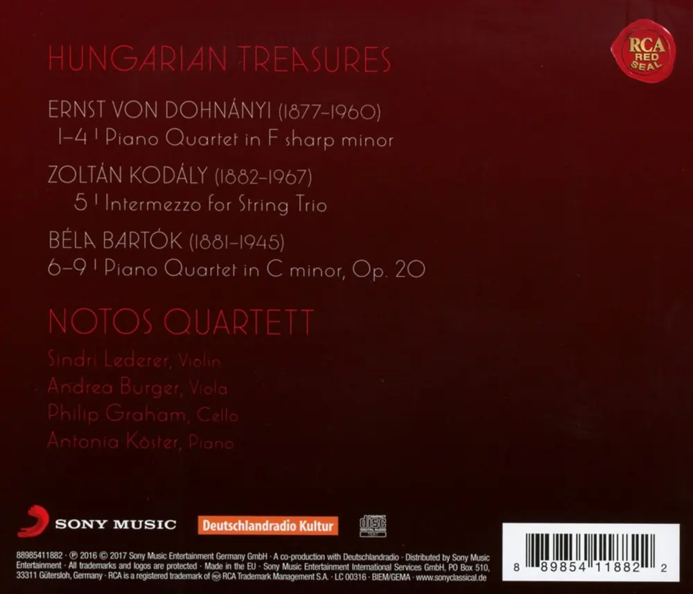 Notos Quartett – Hungarian Treasures - Bartók, Dohnányi, Kodály (CD)