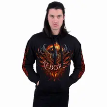 Unisex Pullover Hoodie: Ashes Reborn (Black) (Back & Sleeve Print) thumbnail
