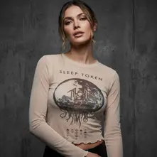 Ladies Long Sleeve Mesh Crop Top: Take Me Back To Eden (Natural) thumbnail