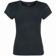 Kids Girls Boat Neck T-Shirt: Plain (Black) (Blank) thumbnail