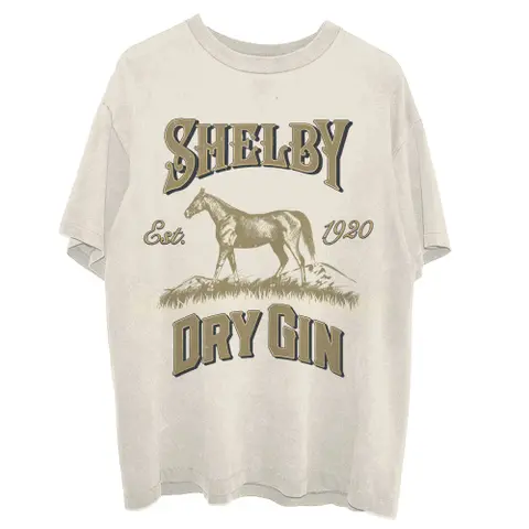Peaky Blinders – Tričko Shelby Dry Gin (Natural), Unisex, Natural