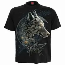 Unisex T-Shirt: Celtic Wolf (Black) (Back Print) thumbnail