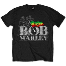 Bob Marley, Tričko Distressed Logo, Unisex, Čierna