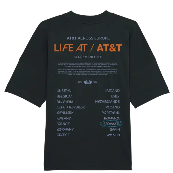AT&T Across Europe – T-shirt AT&T Slovakia  / LifeAtAT&T (oversized), Unisex, Black